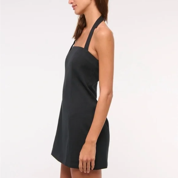 ABERCROMBIE & FITCH Black Halter Tailored Mini Dress - Picture 5 of 7